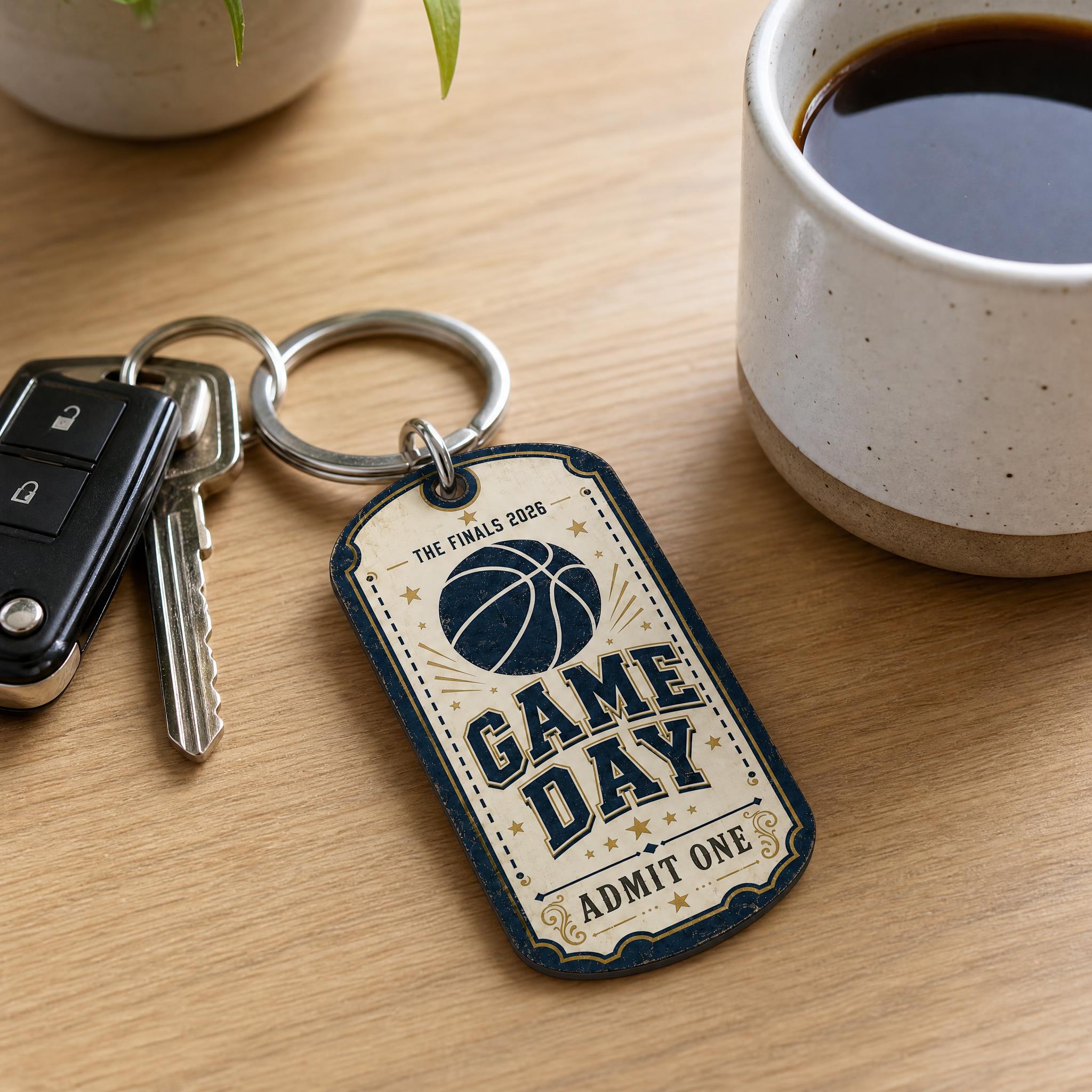 Party Games Christmas - Basketball Game Day Ticket Shaped Keychain