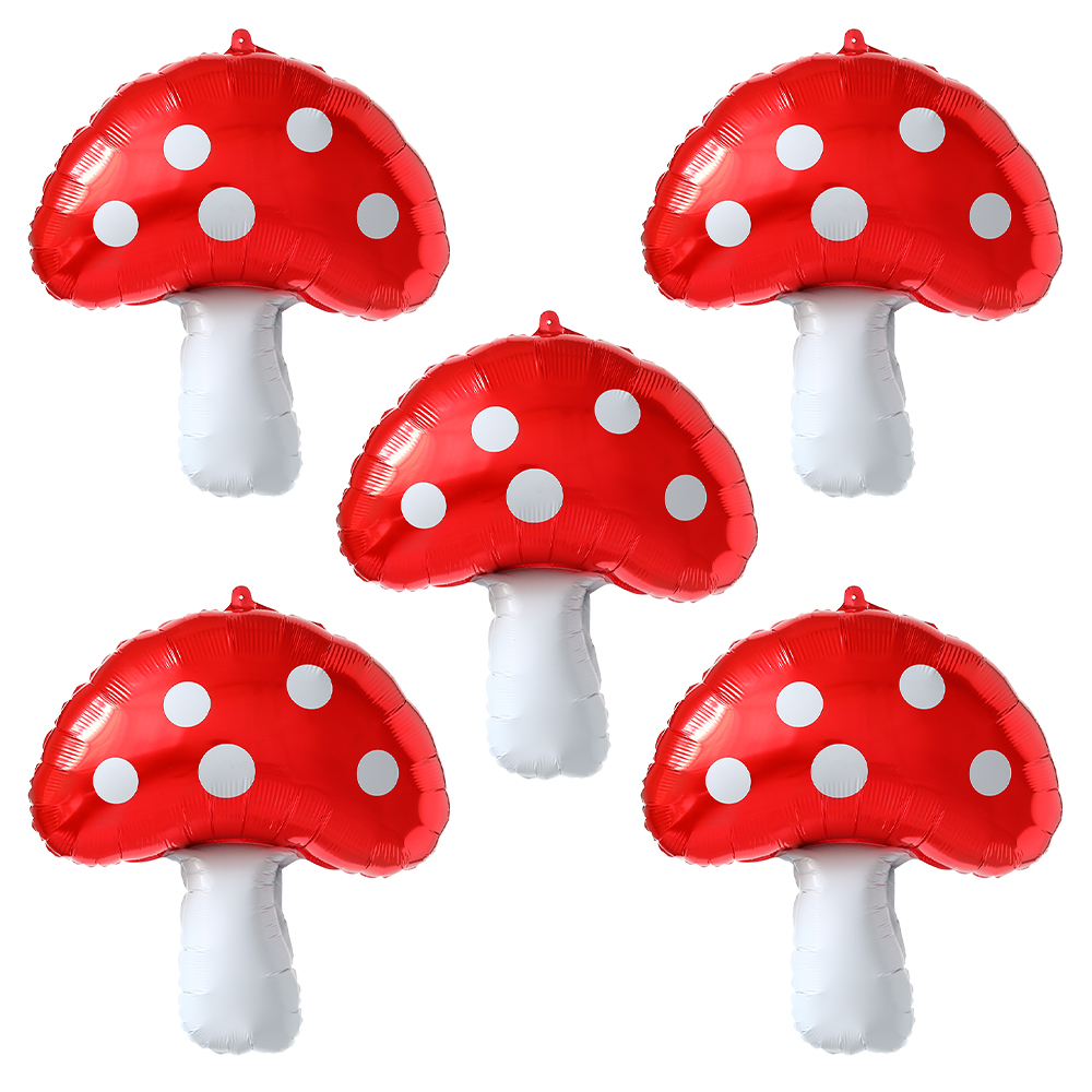 Games Garden Party - 5/3/1Pcs Red Mushroom Foil Balloons for