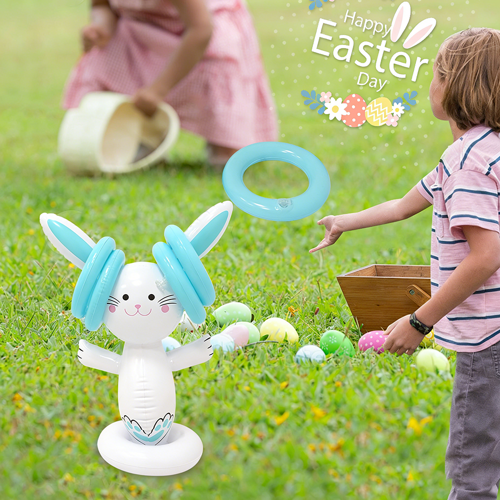 Party Games Kids Indoor - Easter Inflatable Bunny Ring Toss Game