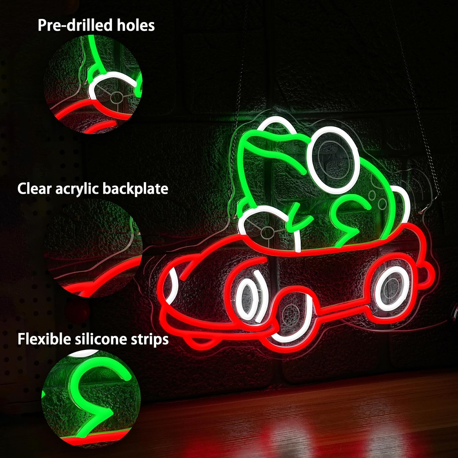 Frog Driving Car Neon Sign Art - Party Games Gifts 评论和价格
