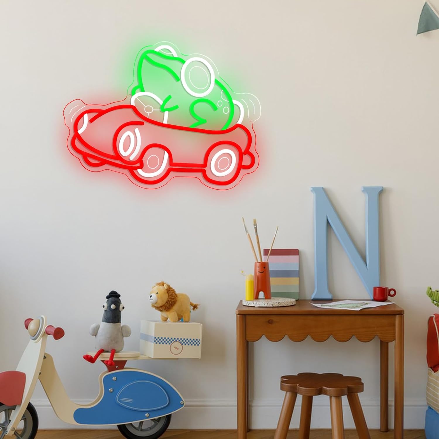 Frog Driving Car Neon Sign Art - Party Games Gifts 评论和价格