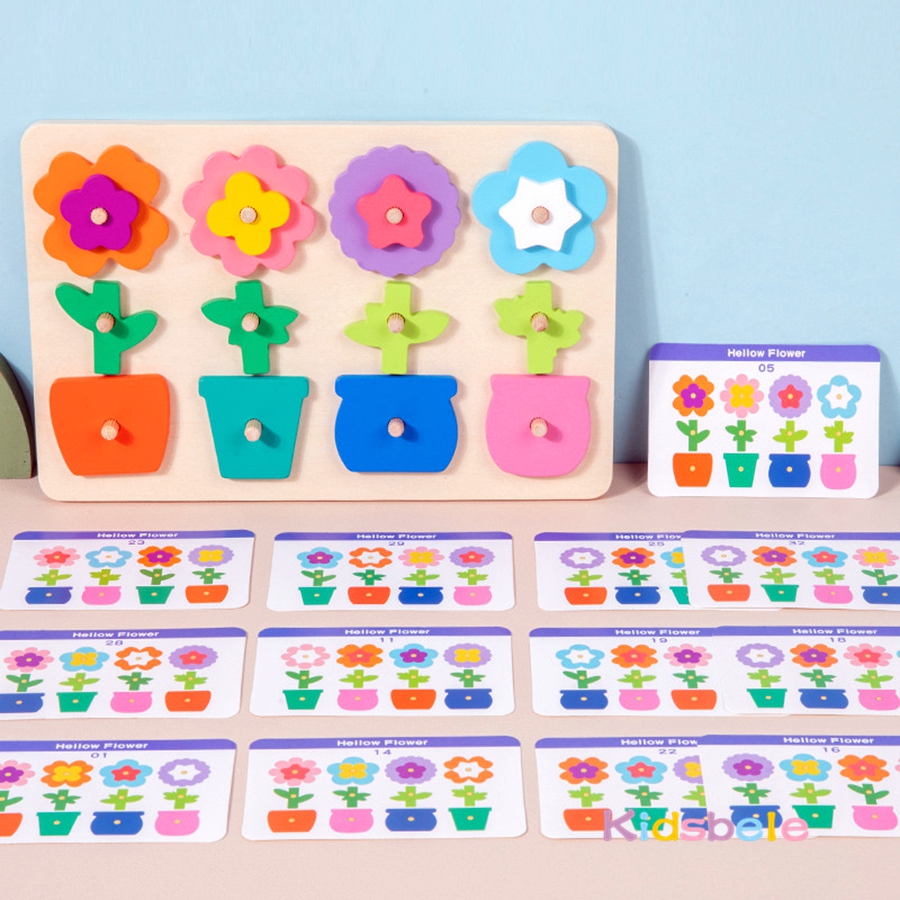 Montessori DIY Wooden Flower P - Party Games Kids Indoor 评论和价格