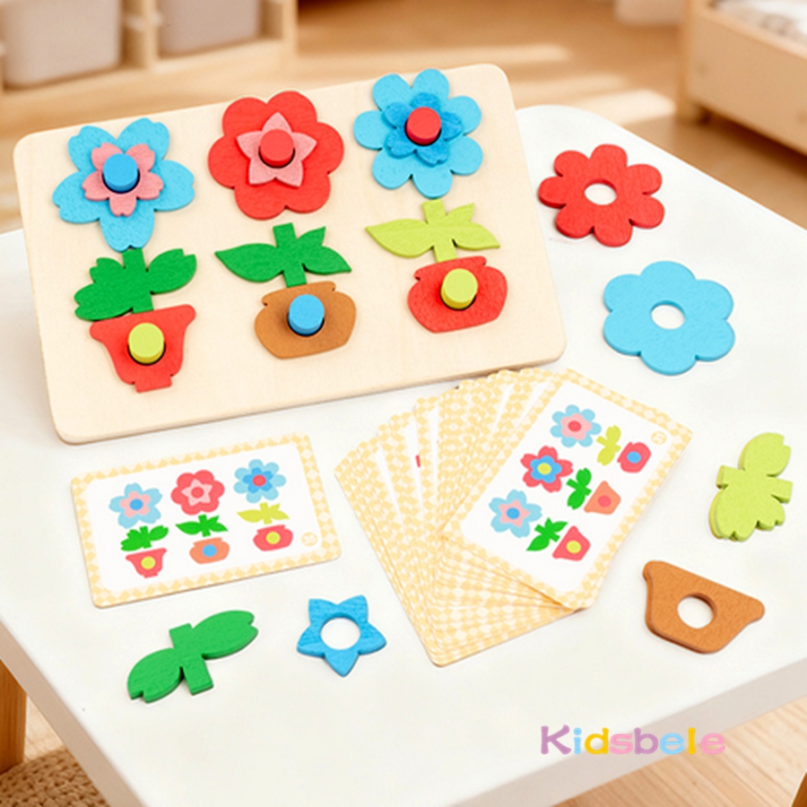 Montessori DIY Wooden Flower P - Party Games Kids Indoor 评论和价格