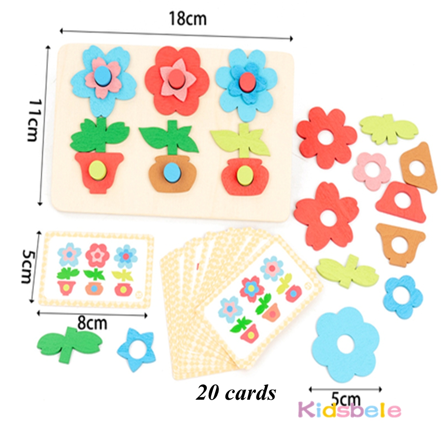 Montessori DIY Wooden Flower P - Party Games Kids Indoor 评论和价格