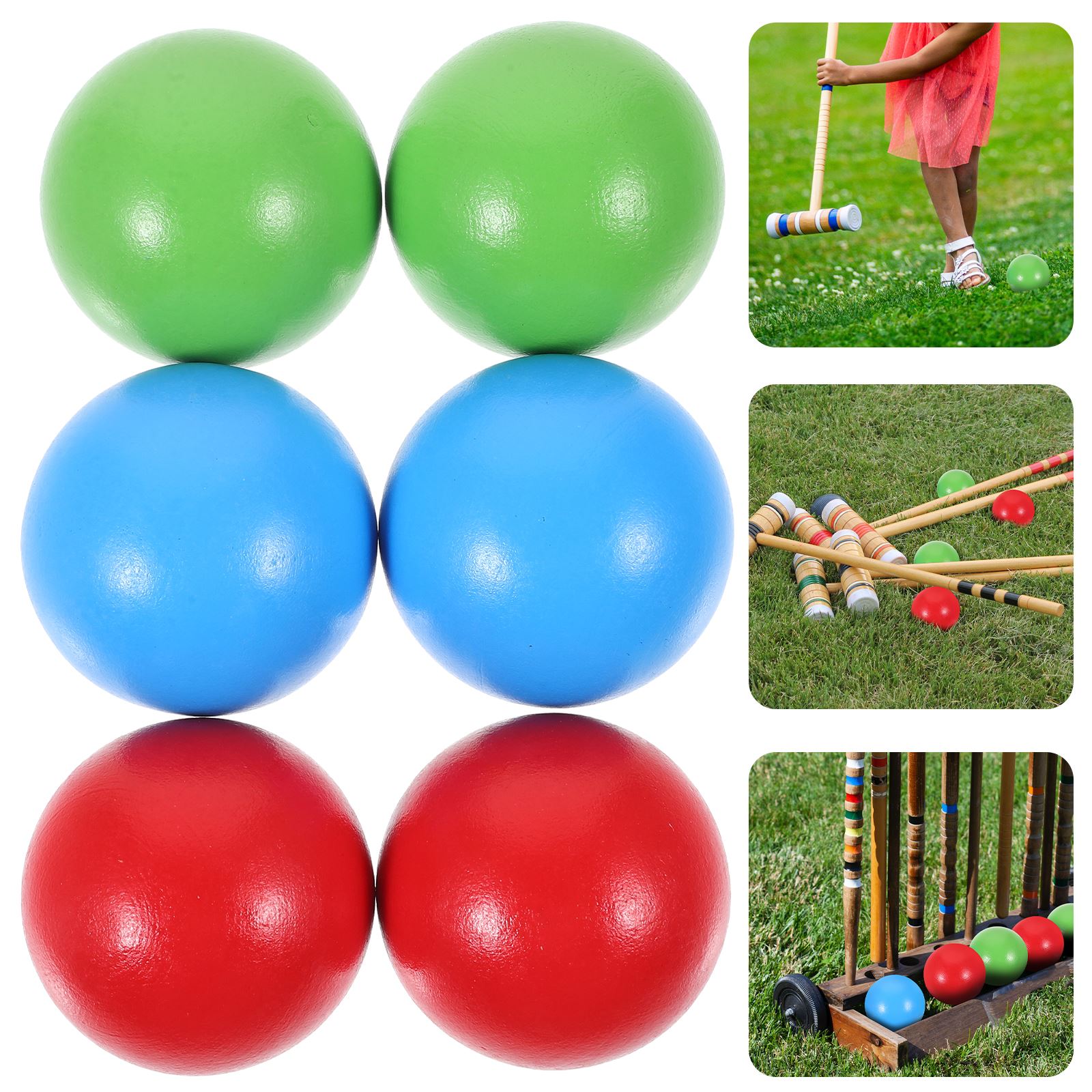 6Pcs Croquet Wooden Ball Set C - Bocce Ball Lawn 评论和价格