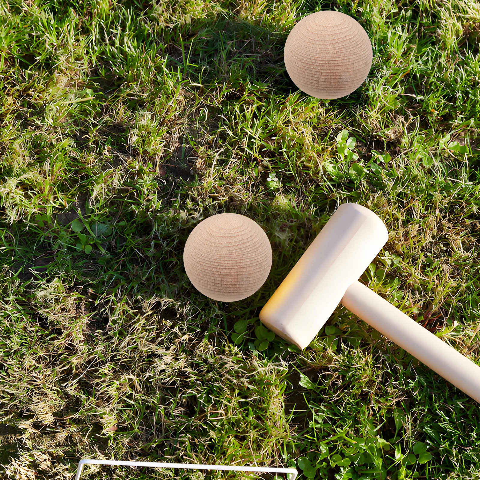 3Pcs Solid Beech Wood Golf Cro - Bocce Ball Lawn 评论和价格
