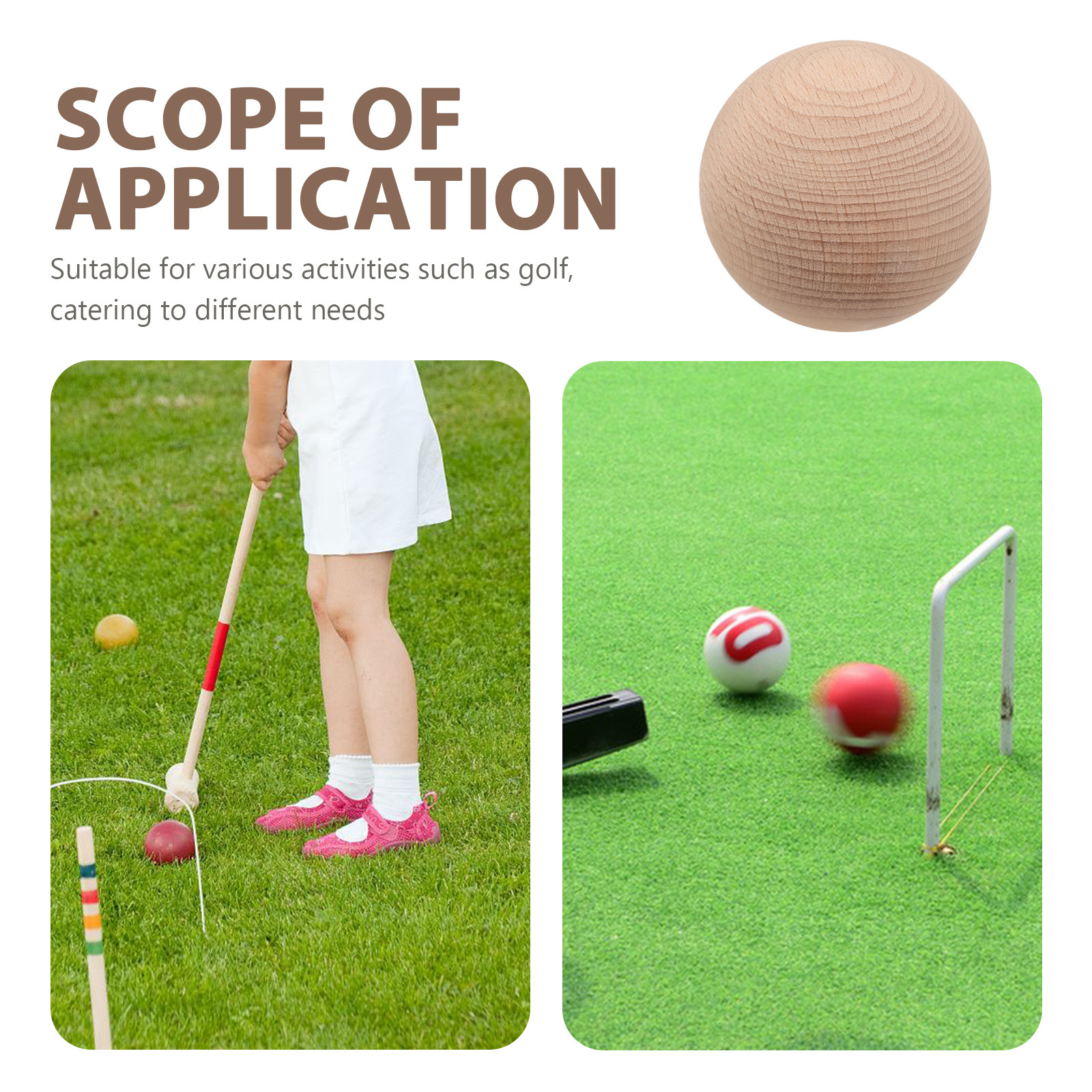 3Pcs Solid Beech Wood Golf Cro - Bocce Ball Lawn 评论和价格