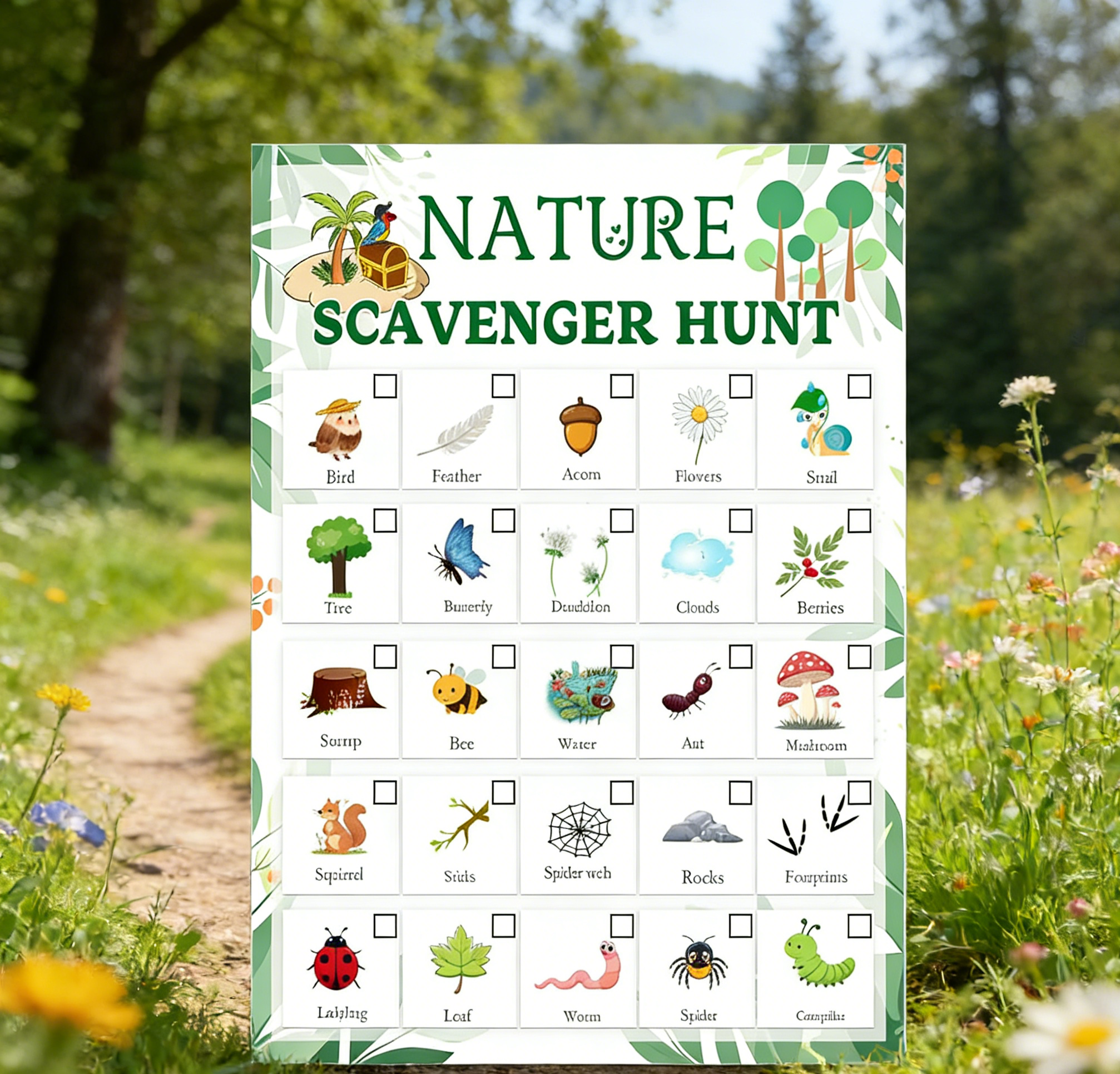 Nature Scavenger Hunt Card 5 x - Scavenger Hunt Card 评论和价格