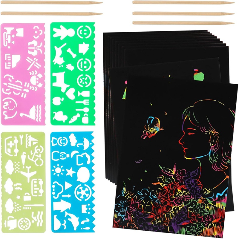 Scratch Paper Art Set, Black C - Party Games Gifts 评论和价格