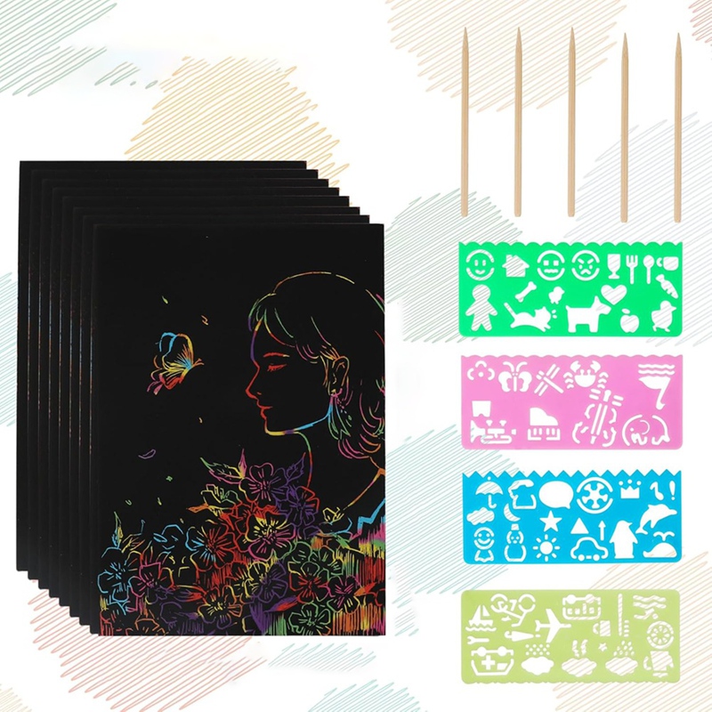 Scratch Paper Art Set, Black C - Party Games Gifts 评论和价格