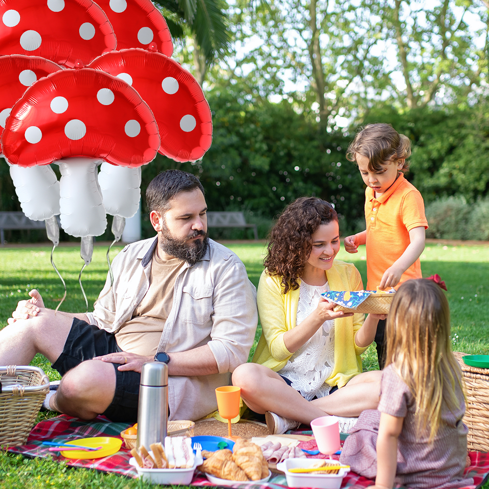 5/3/1Pcs Red Mushroom Foil Bal - Games Garden Party 评论和价格