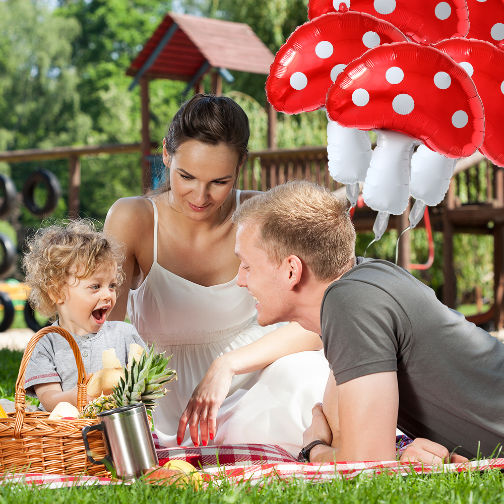 5/3/1Pcs Red Mushroom Foil Bal - Games Garden Party 评论和价格