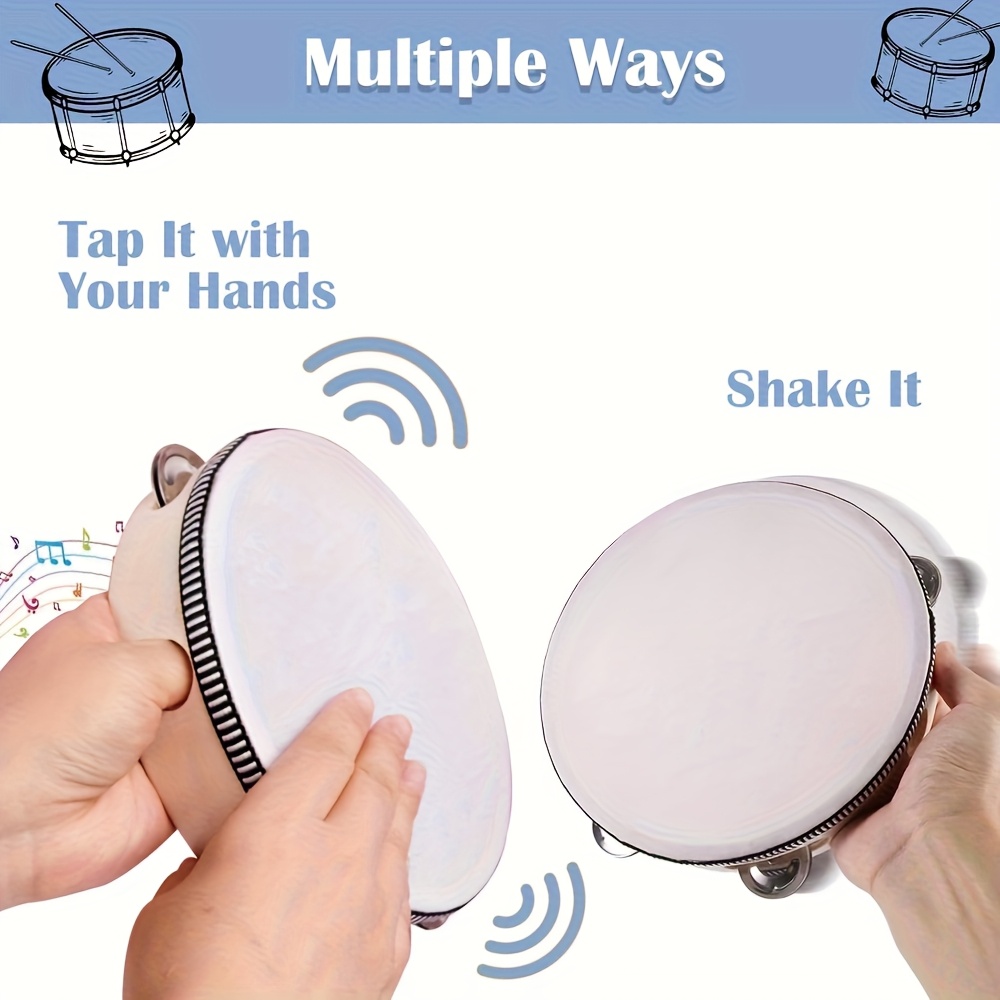 1/3pcs Wooden Tambourine 6/8/1 - Party Games Engagement 评论和价格