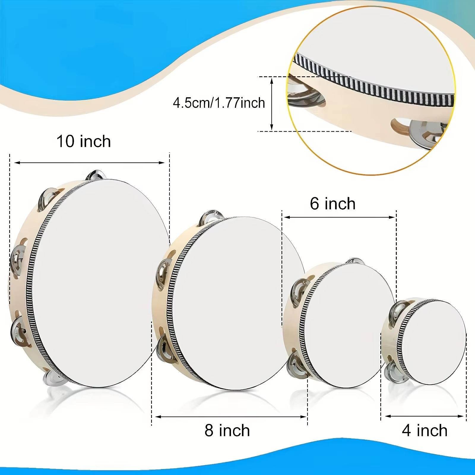 4/ 6inch Hand Tambourine, Meta - Party Games Engagement 评论和价格