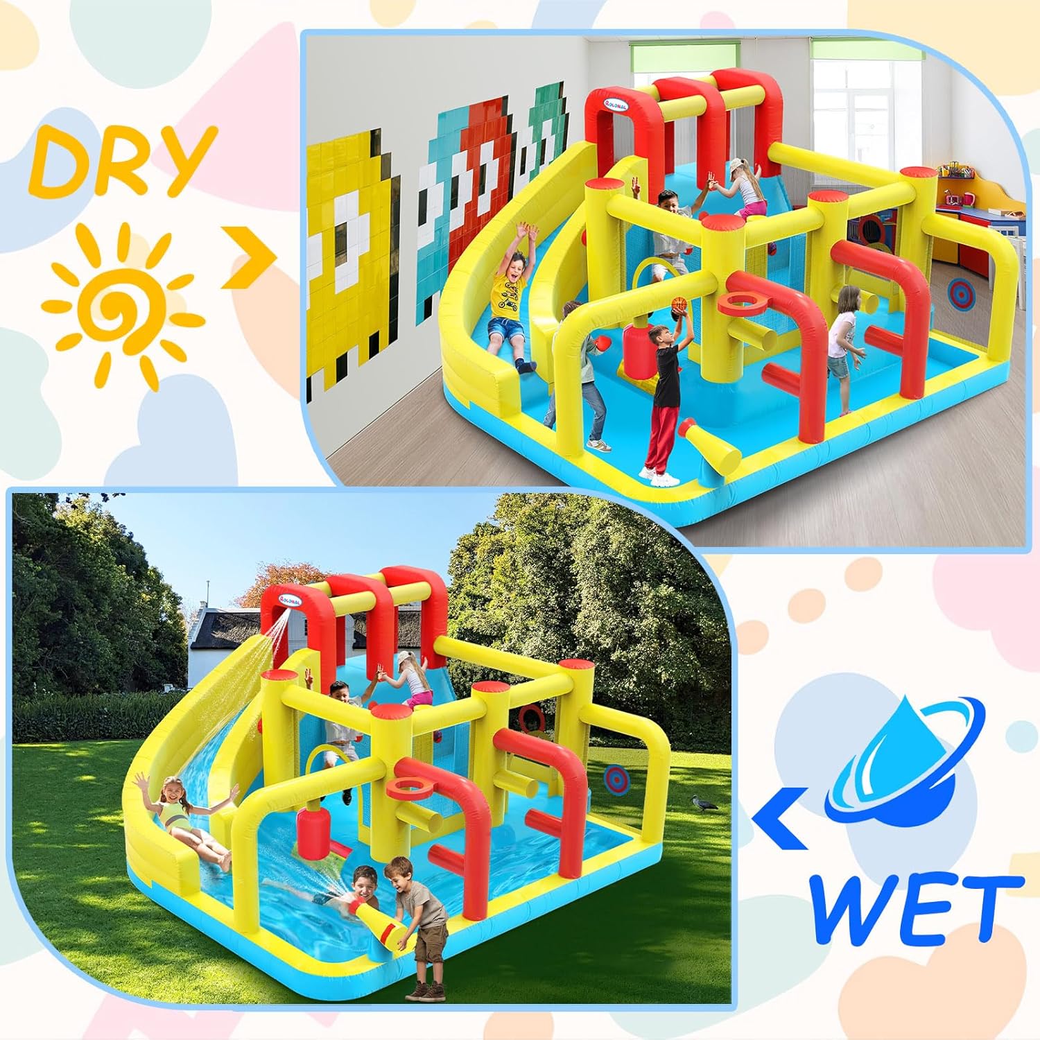 Kids Inflatable Water Slide Bo - Party Games Kids Indoor 评论和价格