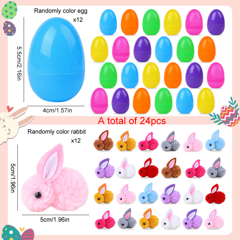 24/48Pcs Cute Easter Egg with  - Party Games Egg 评论和价格
