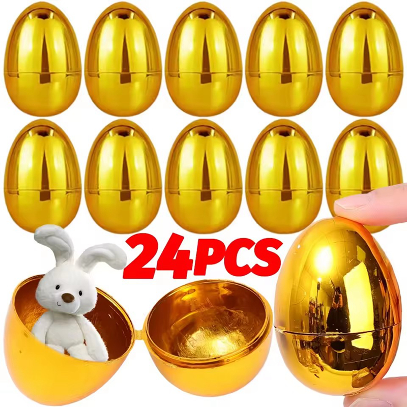 6-24Pcs Golden Easter Eggs Pla - Party Games Egg 评论和价格